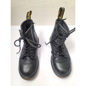 Dr. Martens AirWair Black Leather Youth Ankle Boots Laces & Side Zipper Size 11